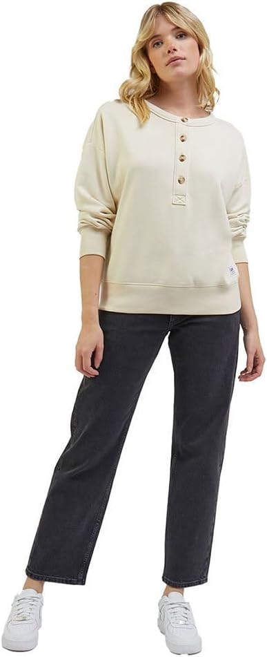 Lee Women's Beige Henley Ecru Long Sleeve Sweatshirt | Lee In Lebanon