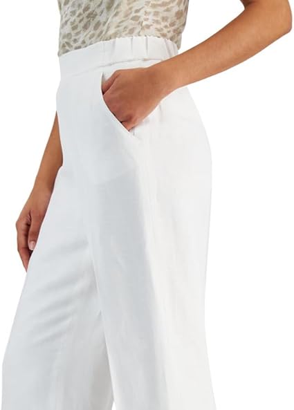 Kasper Women's White Linen Blend Straight Leg Pants | Kasper In Lebanon