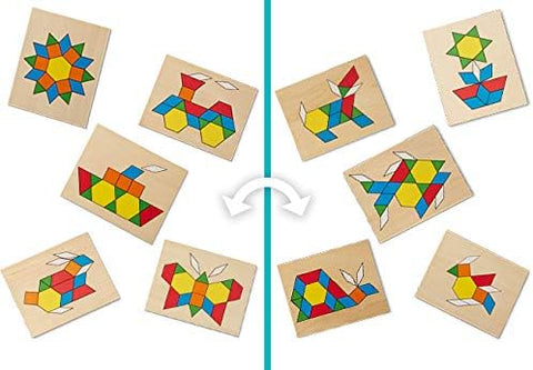 Melissa & Doug Pattern Classic Developmental Toy, Wooden Blocks 120 Shapes & 5 Boards | Melissa & Doug In Lebanon