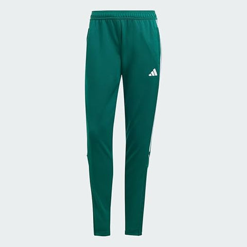 Green Adidas pants on a light gray background