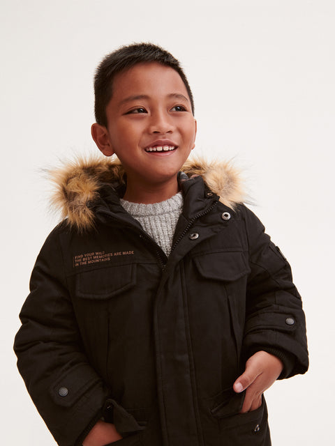 Reserved Boy's Black Insulated Hooded Jacket | Reserved In Lebanon