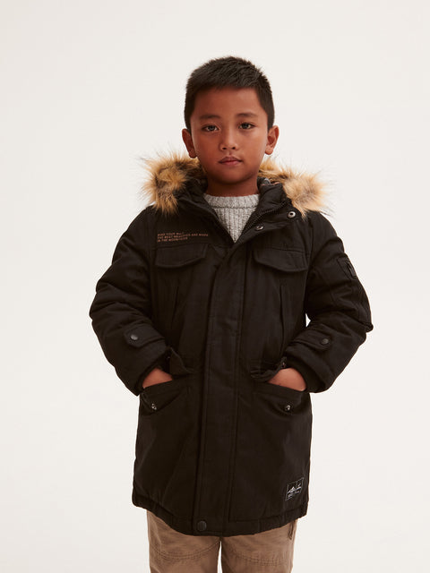 Reserved Boy's Black Insulated Coat With Hood | Reserved In Lebanon