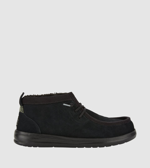 Hey Dude Men's Black Wally Mid Gripr Warmth Lace-Up Casual Shoes | Hey Dude In Lebanon
