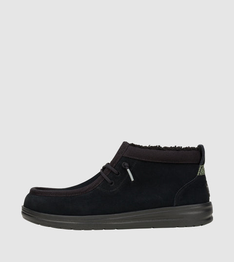 Hey Dude Men's Black Wally Mid Gripr Warmth Lace-Up Casual Shoes | Hey Dude In Lebanon