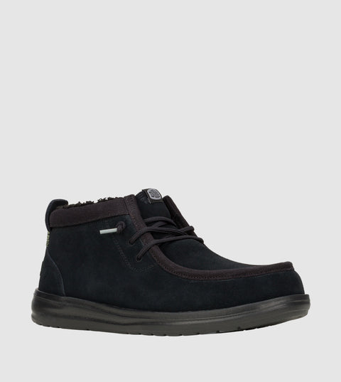 Hey Dude Men's Black Wally Mid Gripr Warmth Lace-Up Casual Shoes | Hey Dude In Lebanon