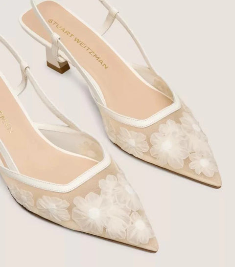 Stuart Weitzman Women’s White Vinnie 50 Slingback Heels |Stuart Weitzman In Lebanon