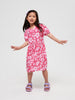 Sinsay Girl's Pink Floral Dress With Puff Sleeves | Sinsay In Lebanon