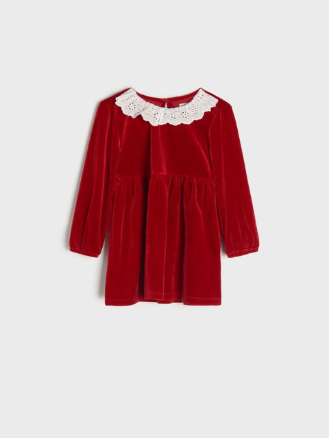 Sinsay Baby Girl's Red Velvet Pleated Dress | Sinsay In Lebanon