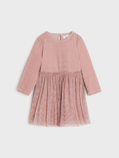 Pink dress with long sleeves on a white background