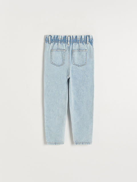 Reserved Girl's Light Blue Embroidered Floral Appliques Baggy Jeans | Reserved In Lebanon