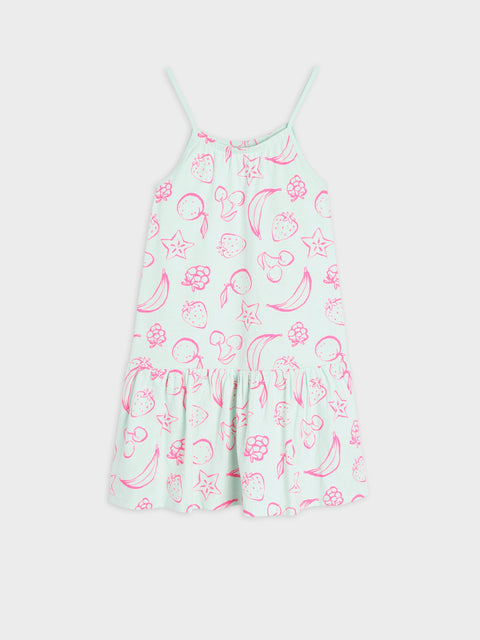 Sinsay Baby Girl's Pale Turquoise Babydoll All Over Print Dress | Sinsay In Lebanon