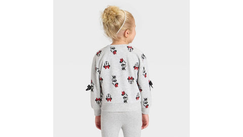 Disney Girl's Grey Minnie Mouse Bow Pullover Sweatshirt | Disney in Lebanon