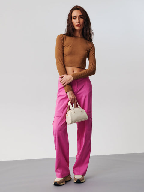 Sinsay Women's Brown Rib Knit Crop Top | Sinsay In Lebanon