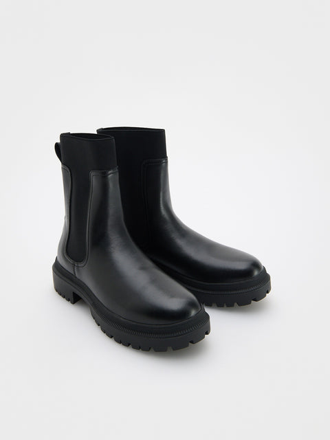 Reserved Women's Black Leather Ankle Boots | Reserved In Lebanon