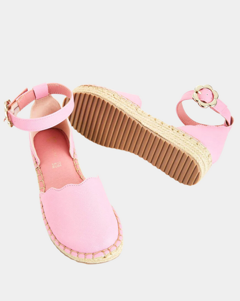 V BY Very Women's Pink Older Girls Scallop Espadrilles TRT4L SE184 shoes26 shr