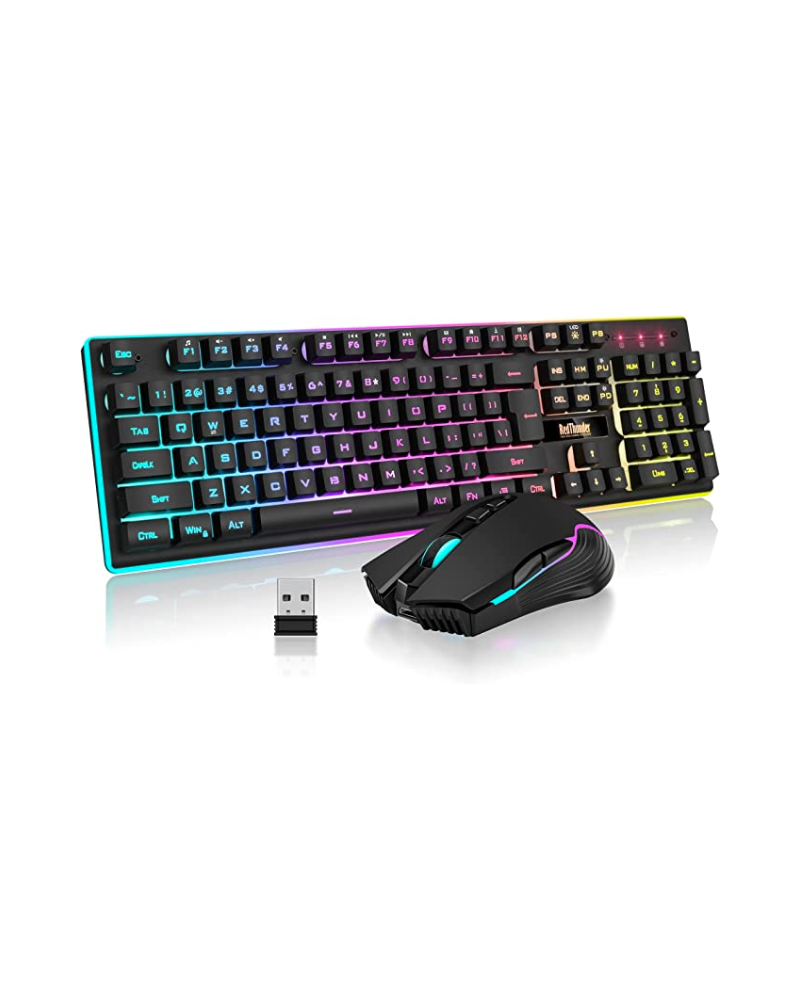 RedThunder K10 Wireless Gaming Keyboard and Mouse Combo, LED Backlit  Rechargeable 3800mAh Battery, Mechanical Feel Anti-ghosting Keyboard + 7D  3200DPI