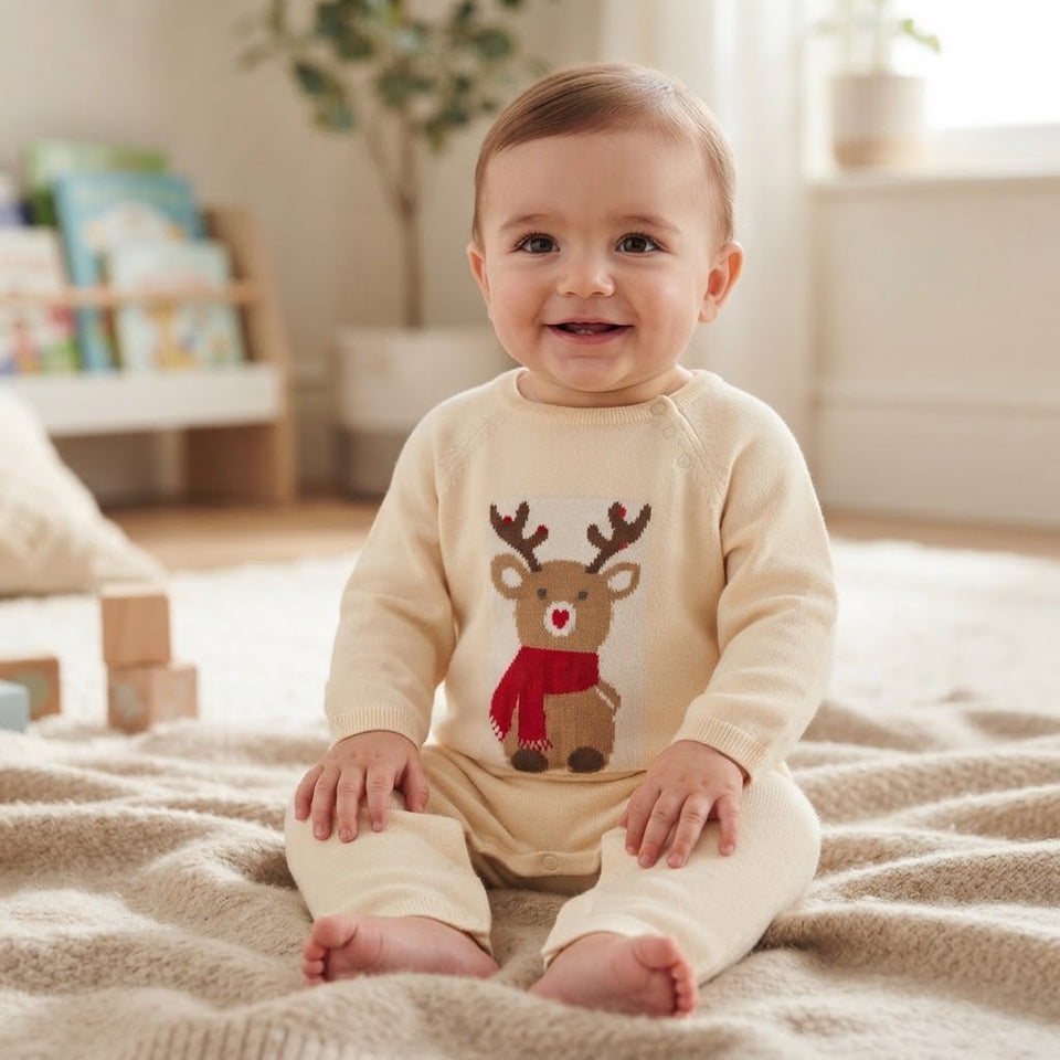 Sinsay Baby Girl's Beige Long Sleeve Animal Printed Overall