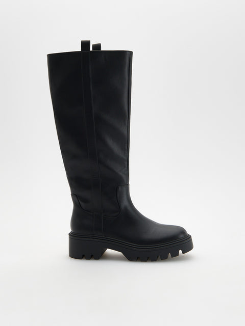 Reserved Women's Black Imitation Leather Boots | Reserved In Lebanon