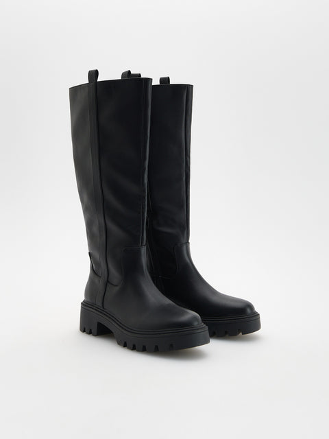 Reserved Women's Black Imitation Leather Boots | Reserved In Lebanon