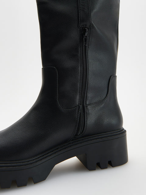 Reserved Women's Black Imitation Leather Boots | Reserved In Lebanon