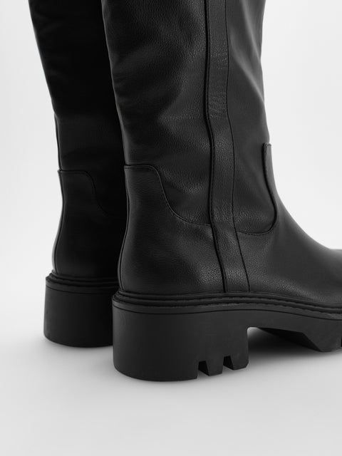 Reserved Women's Black Imitation Leather Boots | Reserved In Lebanon
