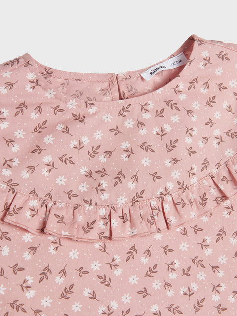 Sinsay Girl's Pink Floral Ruffled Blouse | Sinsay In Lebanon