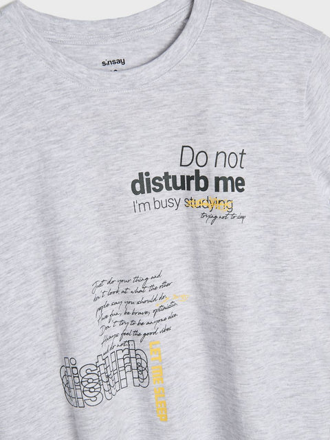 Sinsay Boy's Light Gray Do Not Disturb Me T-Shirt | Sinsay In Lebanon
