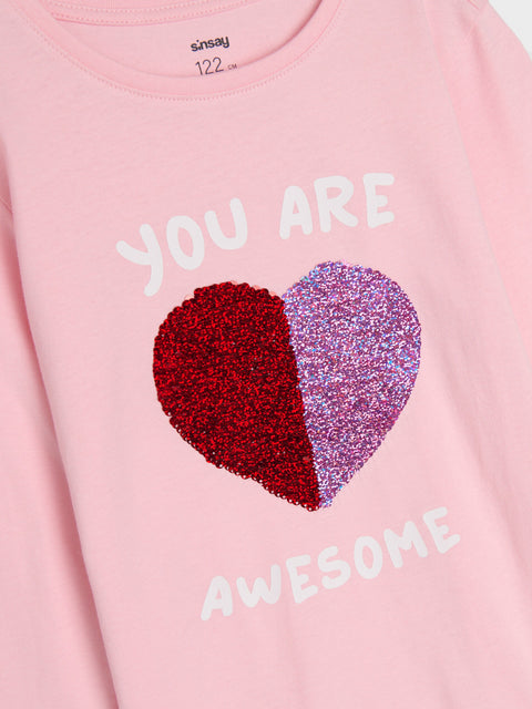 Sinsay Girl's Pink Heart Print Blouse | Sinsay In Lebanon