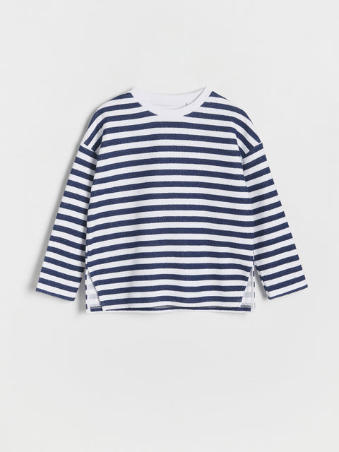 Reserved Girl's White & Navy Striped Blouse | Reserved In Lebanon