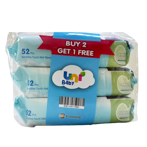 Uni Baby Wipes Sensitive 52 Sheets 2+1 Free | Uni Baby In Lebanon