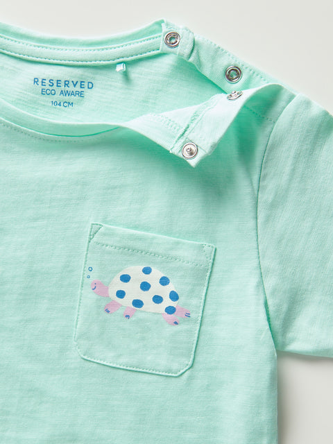 Reserved Baby Boy's Light Green Chest Pocket T-Shirt | Reserved In Lebanon