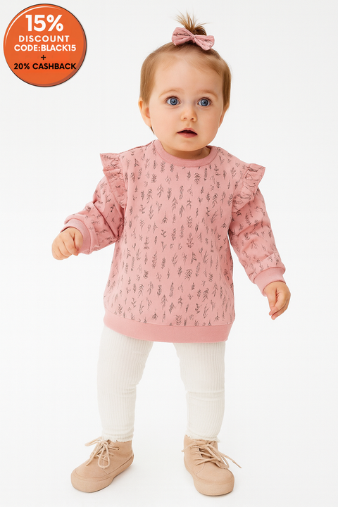 Sinsay Baby Girl's Dusty Rose Printed Sweatshirt | Sinsay In Lebanon