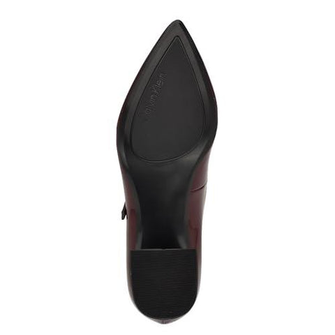 Calvin Klein Women's Leora Block Heel Pointy Toe Dress Pumps - Dark Red Patent