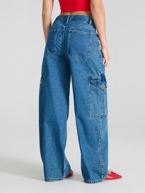 Sinsay Women's Blue Cargo Wide Leg Jeans|Sinsay In Lebanon