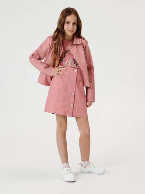 Sinsay Girl's Dusty Rose Buttoned Denim Mini Skirt | Sinsay In Lebanon