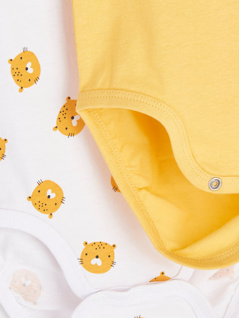 Sinsay Fox & Bunny Baby Boy's White & Yellow Pack Of 2 Bodysuit | Sinsay In Lebanon