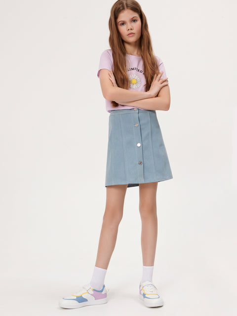 Sinsay Girl's Blue Buttoned Denim Mini Skirt | Sinsay In Lebanon