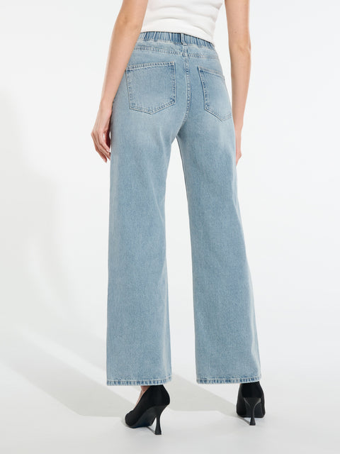 Sinsay Women's Light Blue Zip and  Wide leg high waist Jeans  | Sinsay in lebanon