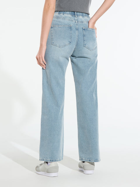 Sinsay Women's Light Blue Zip and  Wide leg high waist Jeans  | Sinsay in lebanon