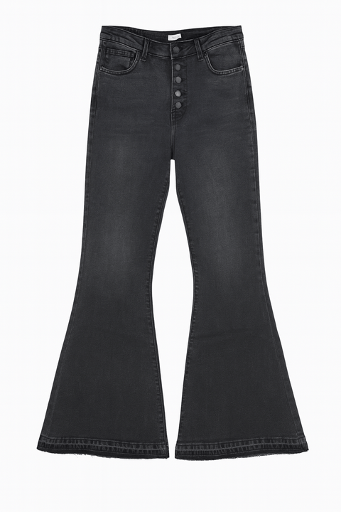Forever 21 Women's Washed Black High Rise Flare Jeans | Forever 21 In Lebanon