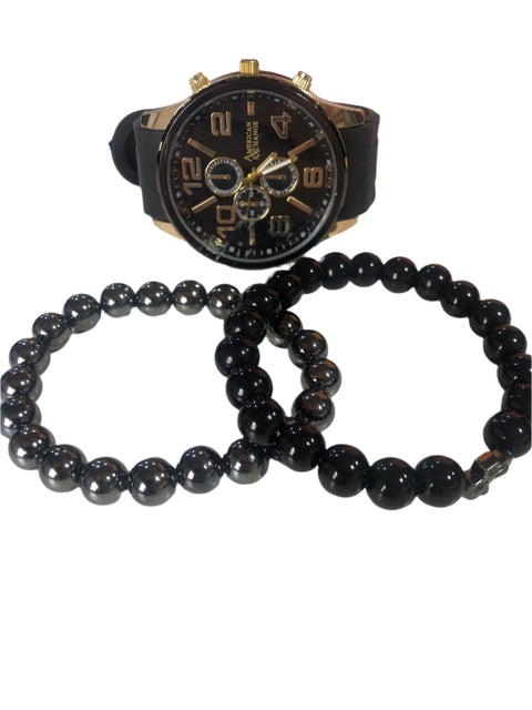 American Exchange Men's Black Watch With 2 Bracelets |American Exchange in Lebanon