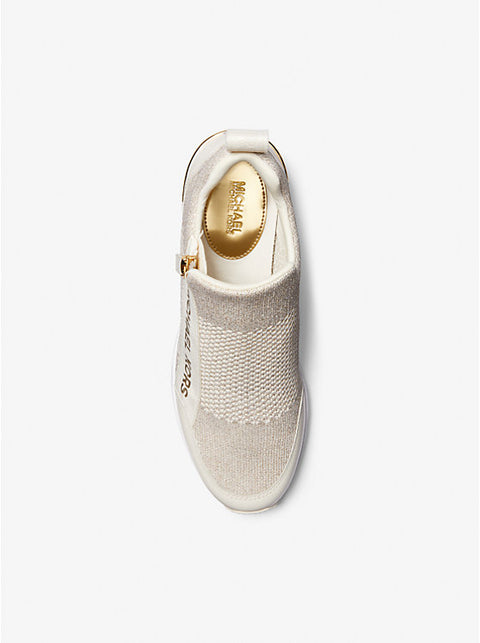 Michael Kors Women's Champagne Willis Metallic Stretch Knit Sneakers | Michael Kors In Lebanon