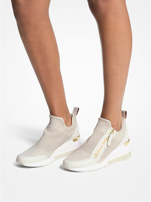 Michael Kors Women's Champagne Willis Metallic Stretch Knit Sneakers | Michael Kors In Lebanon