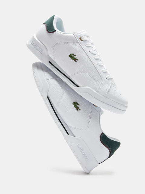 Lacoste Men's White & Dark Green Leather Twin Serve Sneakers | Lacoste In Lebanon