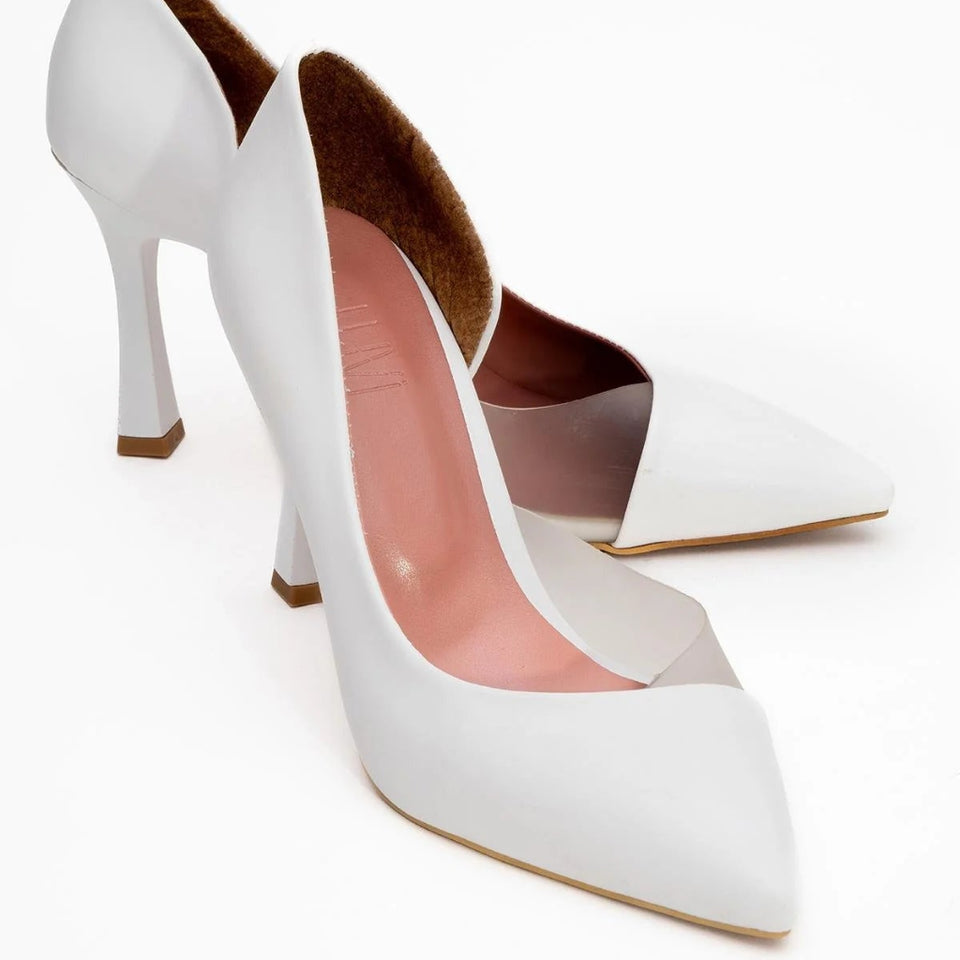 LuviShoes Women's White Pointed-Toe Pumps Heels