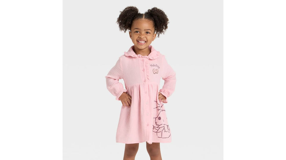 Sanrio Girl's Pink Hello Kitty Long Sleeve Gauze Dress | Sanrio in Lebanon