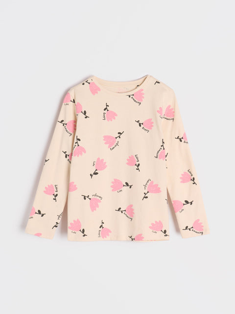 Sinsay Girl's Beige/Brown Long Sleeve Blouses With Floral Print 2-Pack | Sinsay In Lebanon