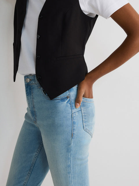 Reserved Women's Light Blue Slim Fit Mid Rise Sculpt Jeans | Reserved In Lebanon