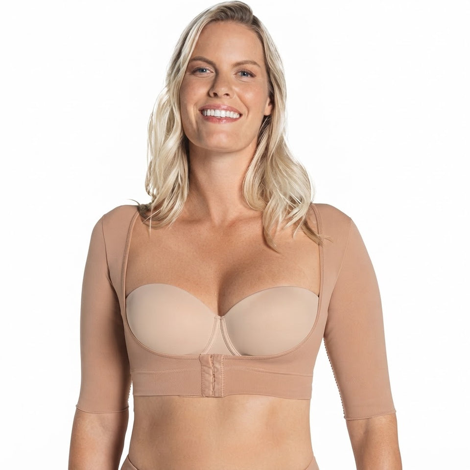 Leonisa Women's Nude Tone Up Arm Short-Sleeve Shapewear