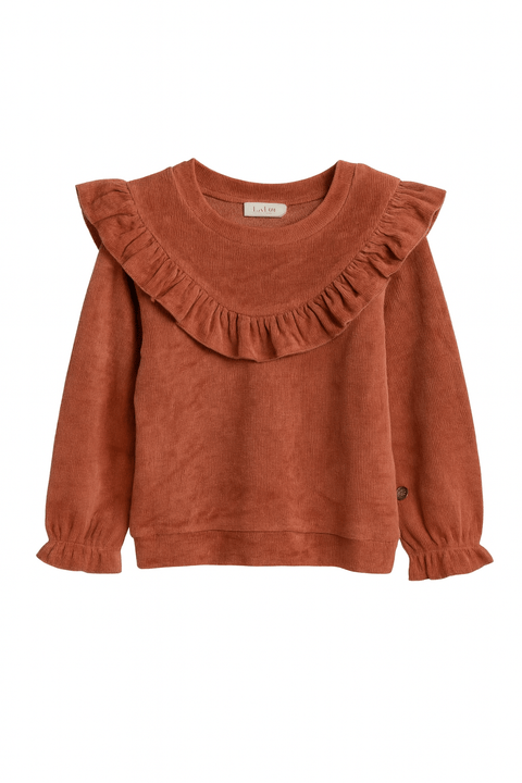 POMPdeLUX Girl's Blush Olivia Lt Velour Sweater |POMPdeLUX in Lebanon